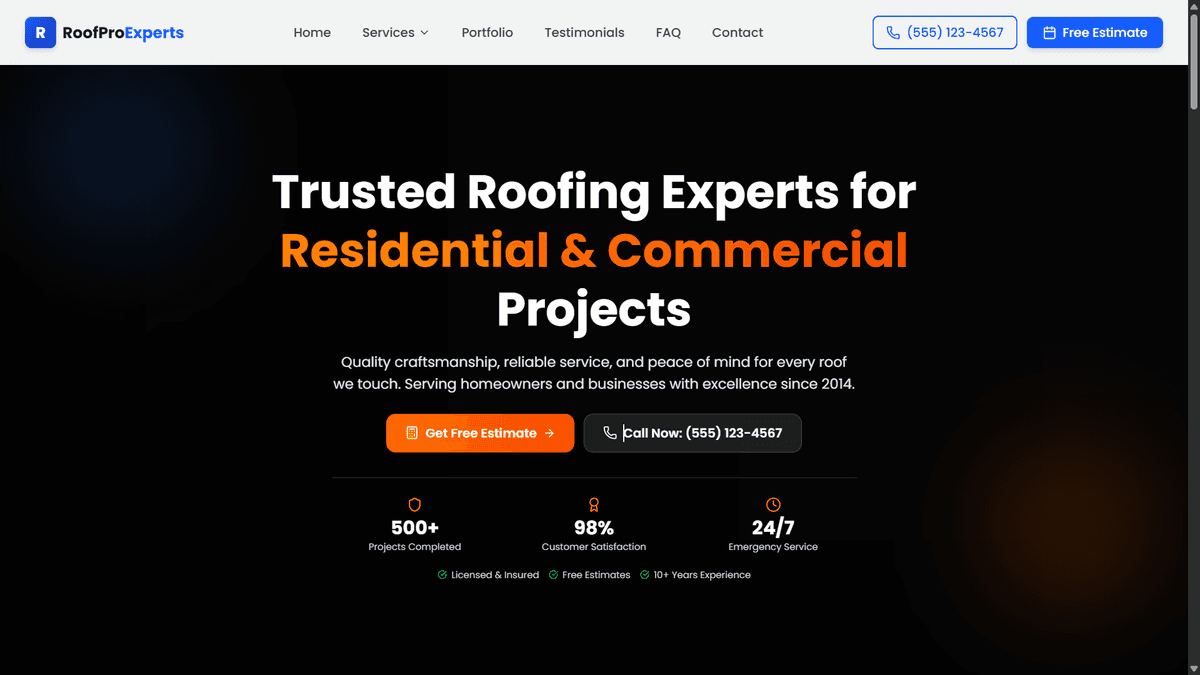 Professional Roofing Service Website