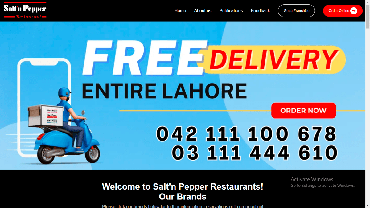 Salt & Pepper Restaurant UI